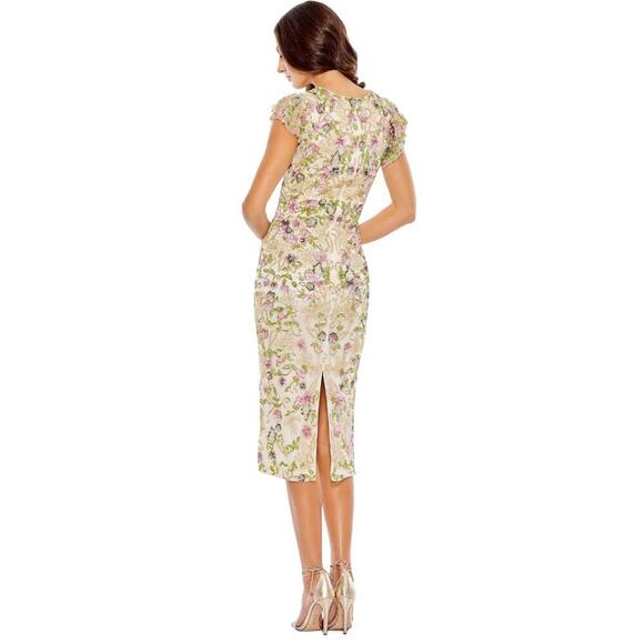 Mac Duggal 5722 Embellished Beaded Flutter Cap Sleeve Dress Floral Size 8 NWT - Picture 5 of 14